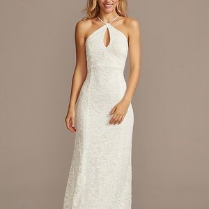 David’s Bridal Size12 Halter Keyhole Lace Dress